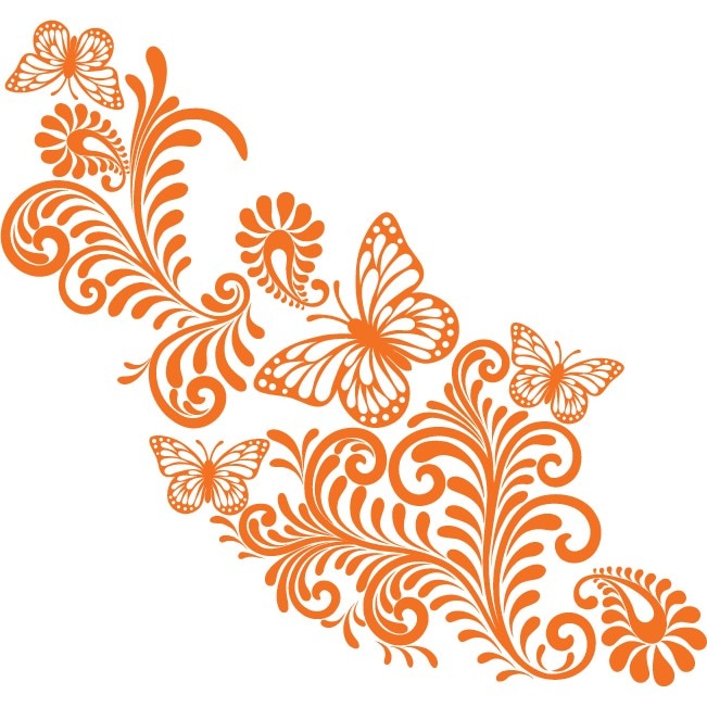 Decor cu fluturi - Sticker Decorativ - Portocaliu - 88 x 83 cm