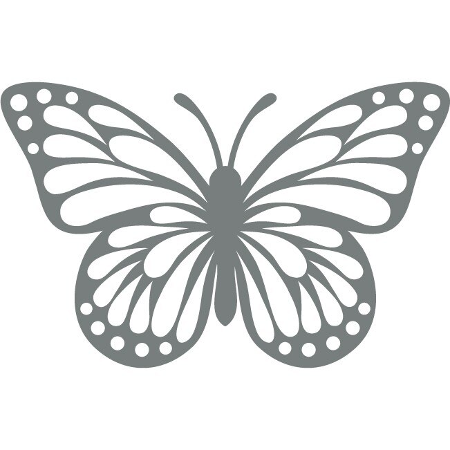 Fluture simplu - Sticker Decorativ - Gri Metal - 75 x 48 cm