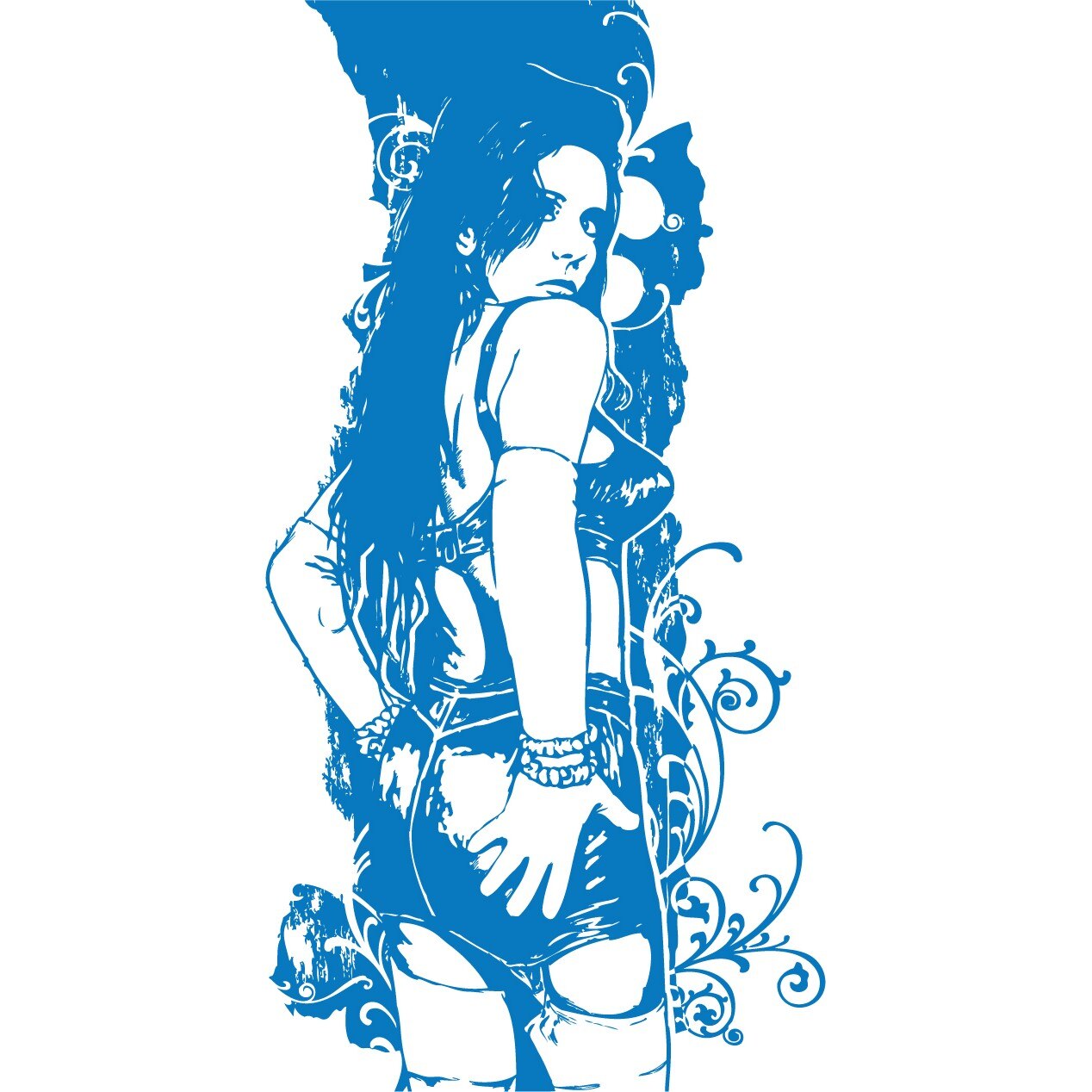 Hey, sexy lady! - Sticker Decorativ - Albastru - 72 x 140 cm