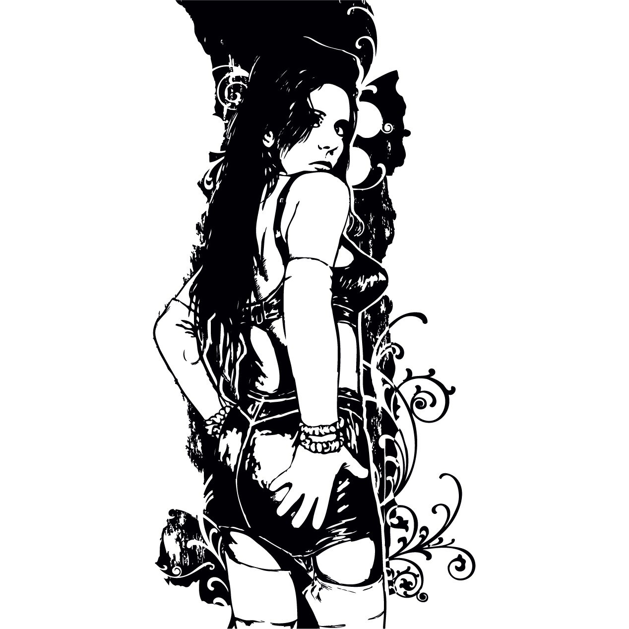 Hey, sexy lady! - Sticker Decorativ - Negru - 54 x 105 cm