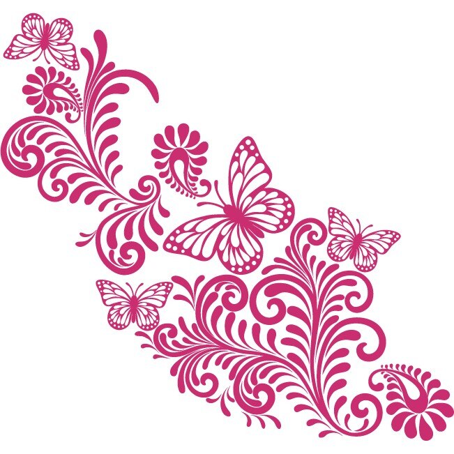 Decor cu fluturi - Sticker Decorativ - Magenta - 117 x 110 cm