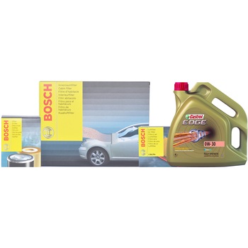 Pachet revizie Dacia Logan 1.4 MPI, 75 CP,(2006-2015) filtre Bosch, ulei Castrol Pachet revizie Dacia Logan 1.4 MPI, 75 CP,(2006-2015) filtre Bosch, ulei Castrol