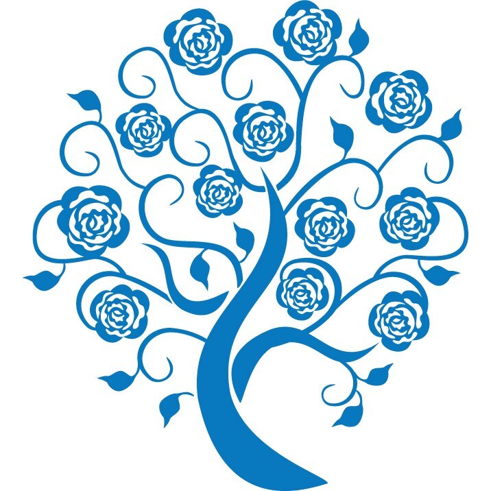 Copacul trandafirilor - Sticker Decorativ - Albastru - 110 x 120 cm