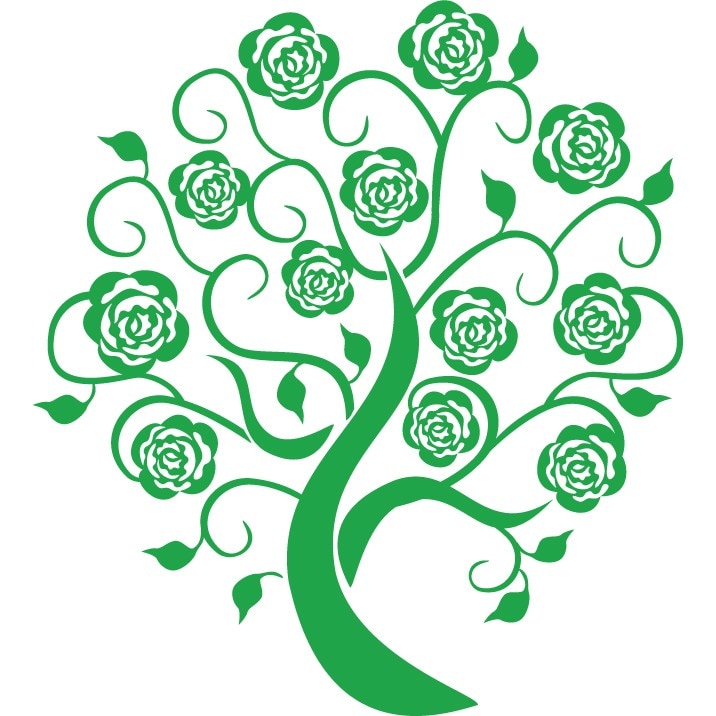Copacul trandafirilor - Sticker Decorativ - Verde - 110 x 120 cm