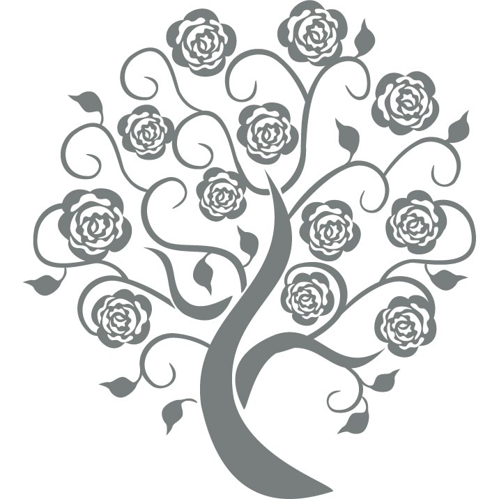 Copacul trandafirilor - Sticker Decorativ - Gri Metal - 83 x 90 cm