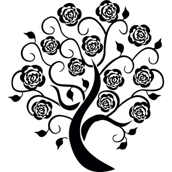 Copacul trandafirilor - Sticker Decorativ - Negru - 110 x 120 cm Copacul trandafirilor - Sticker Decorativ - Negru - 110 x 120 cm