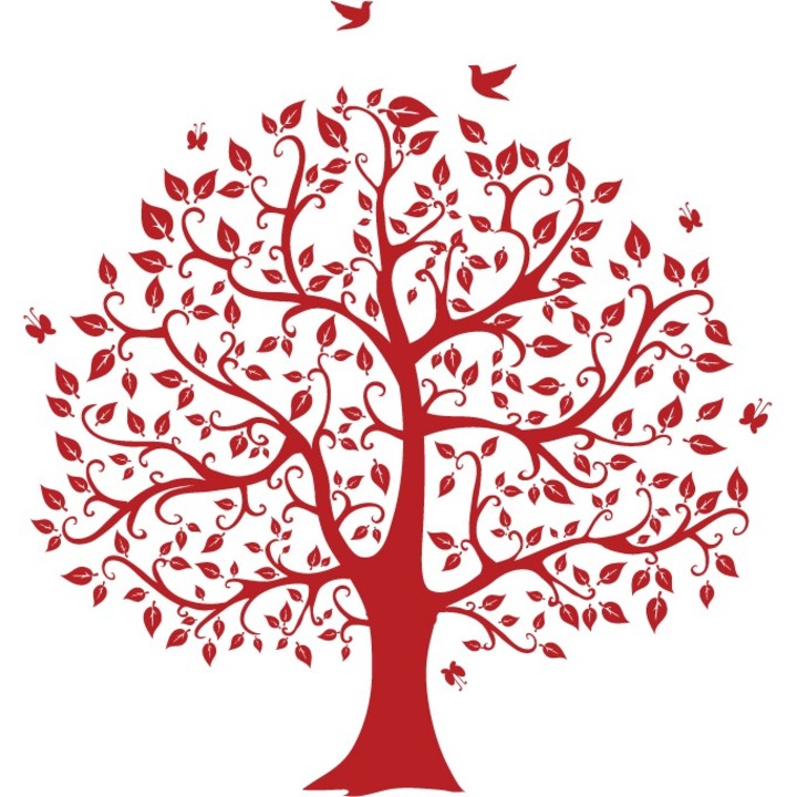 Arborele vietii - Sticker Decorativ - Rosu Cardinal - 188 x 200 cm