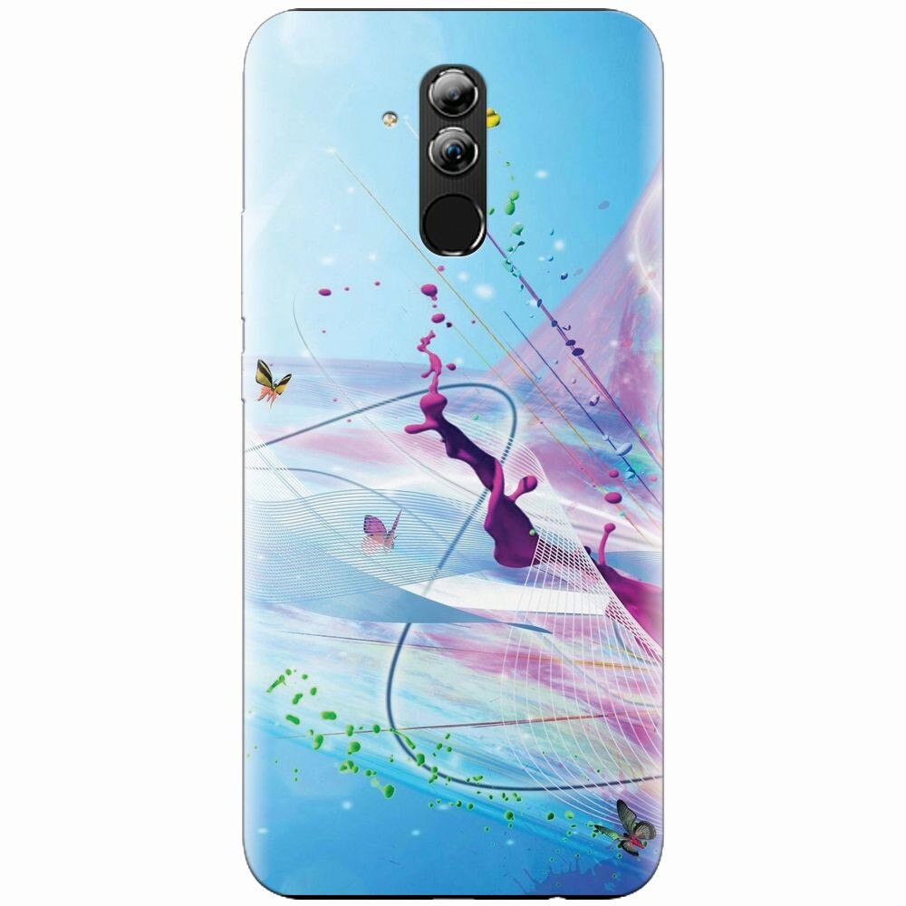 Husa silicon pentru Huawei Mate 20 Lite, Artistic Paint Splash Purple Butterflies
