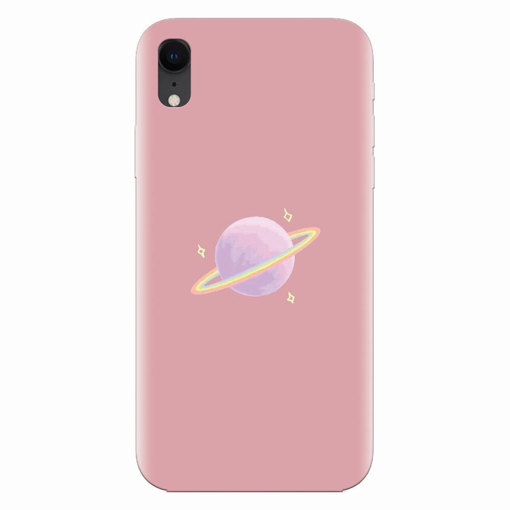 Husa silicon pentru Apple Iphone XR, Saturn On Pink