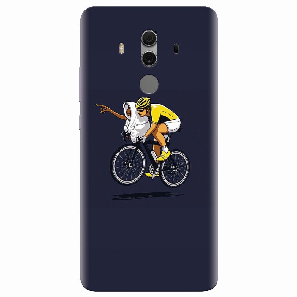 Husa silicon pentru Huawei Mate 10 Pro, ET Riding Bike Funny Illustration
