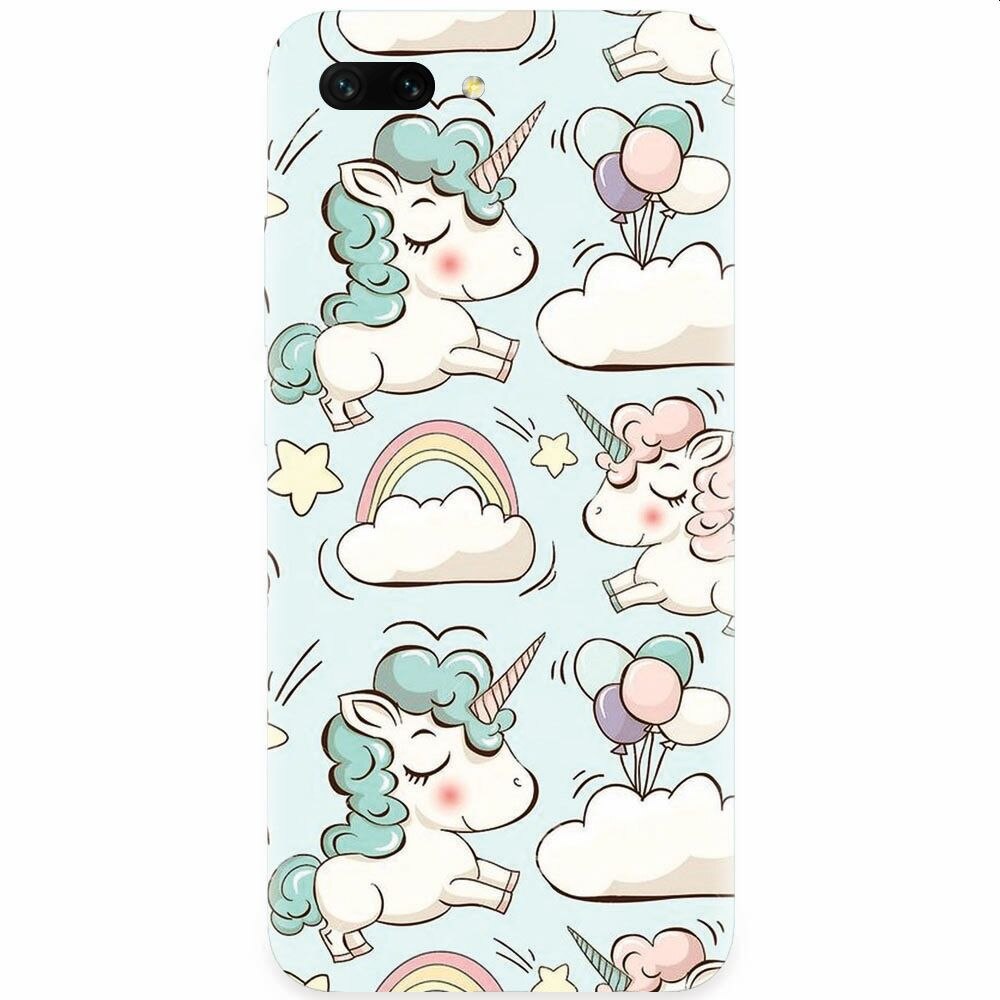 Husa silicon pentru Honor 10, Unicorns And Clouds