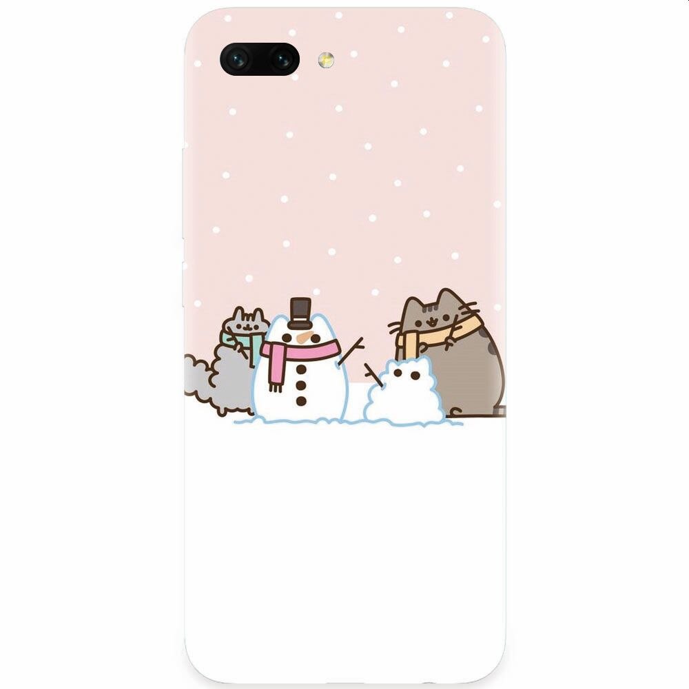 Husa silicon pentru Honor 10, Cat And Snowman