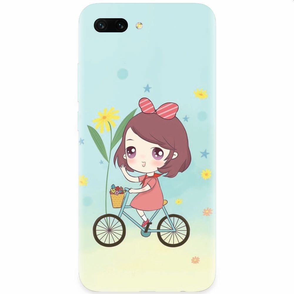 Husa silicon pentru Honor 10, Girl And Bike