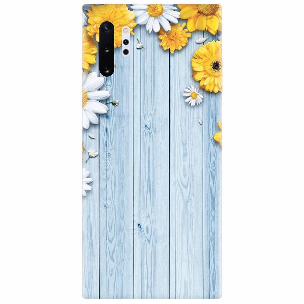 Husa silicon pentru Samsung Galaxy Note 10 Plus, Sunflower On Blue Wood