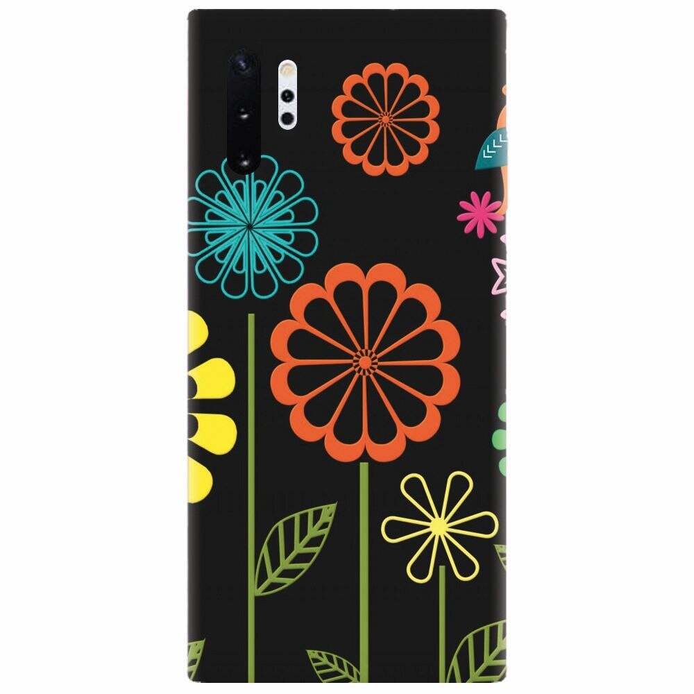Husa silicon pentru Samsung Galaxy Note 10 Plus, Colorful Spring Birds Flowers Vectors