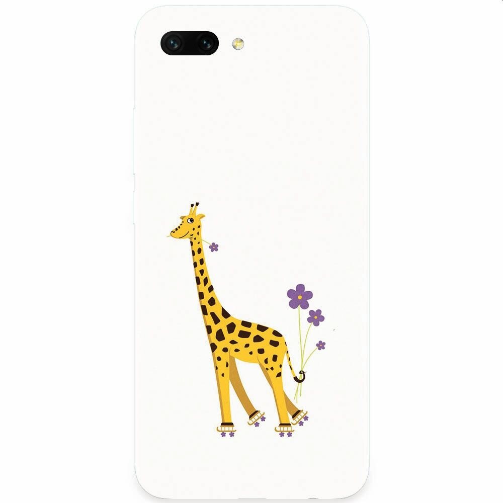 Husa silicon pentru Honor 10, Rollerskating Girafe Illustration