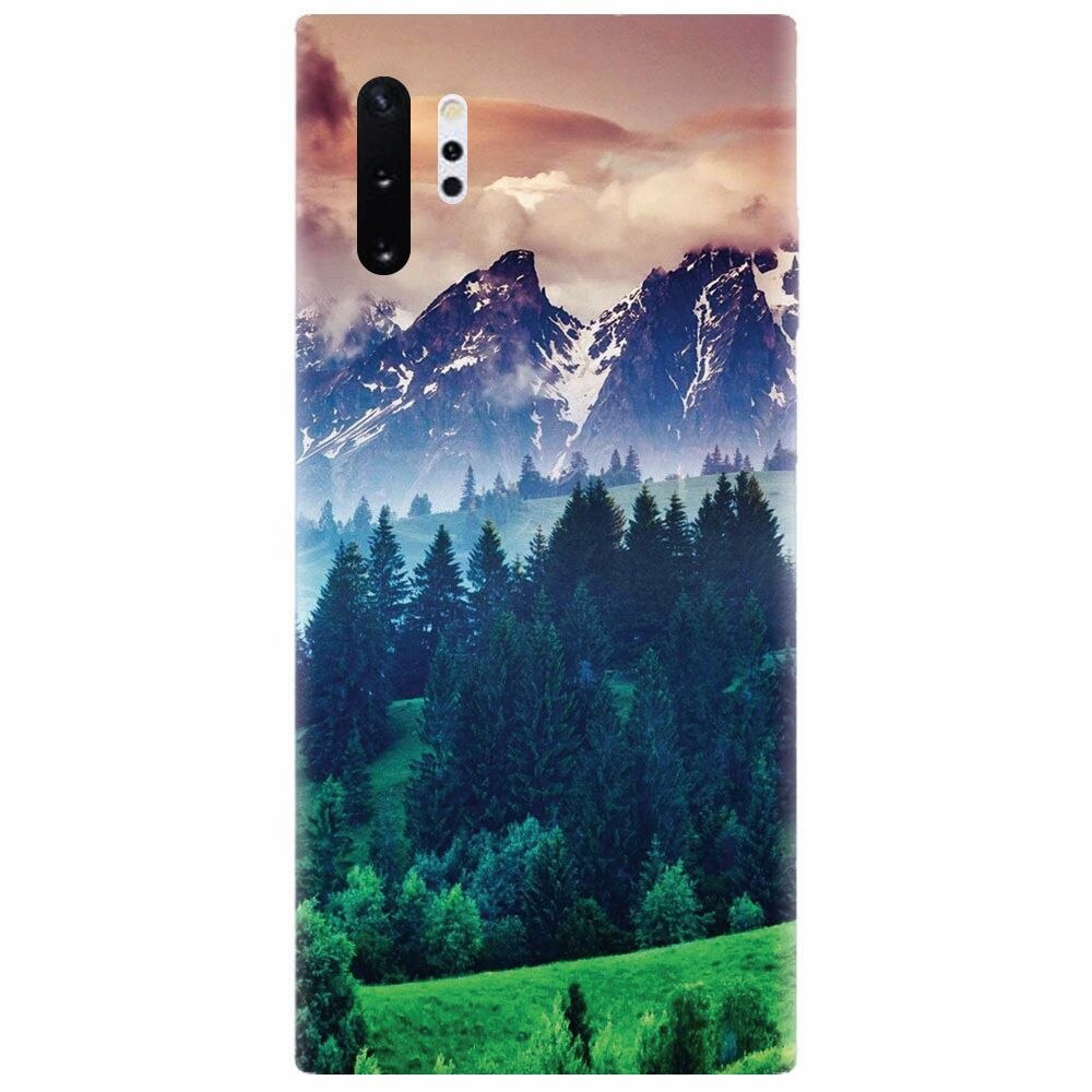 Husa silicon pentru Samsung Galaxy Note 10 Plus, Forest Hills Snowy Mountains And Sunset Clouds