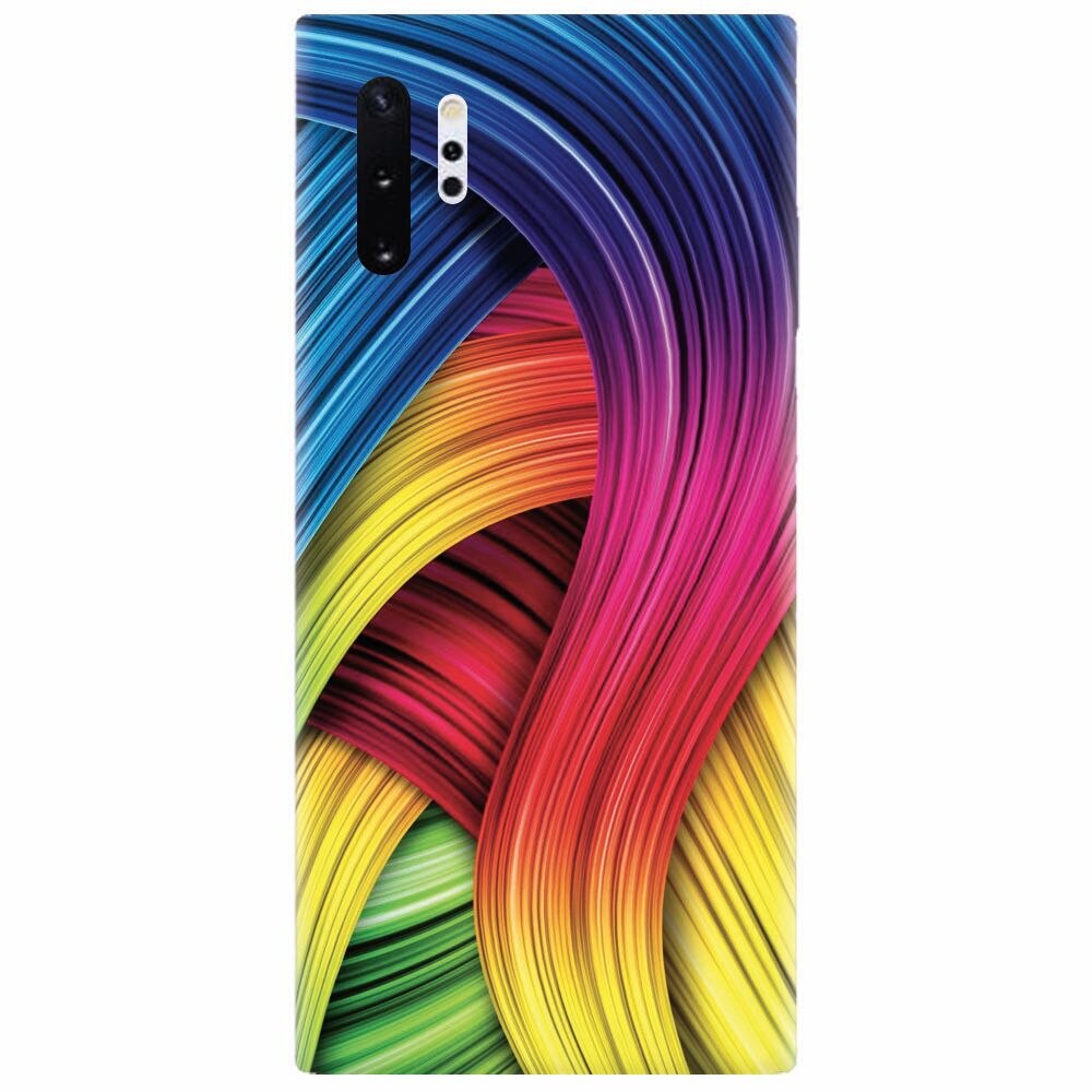 Husa silicon pentru Samsung Galaxy Note 10 Plus, Curly Colorful Rainbow Lines Illustration