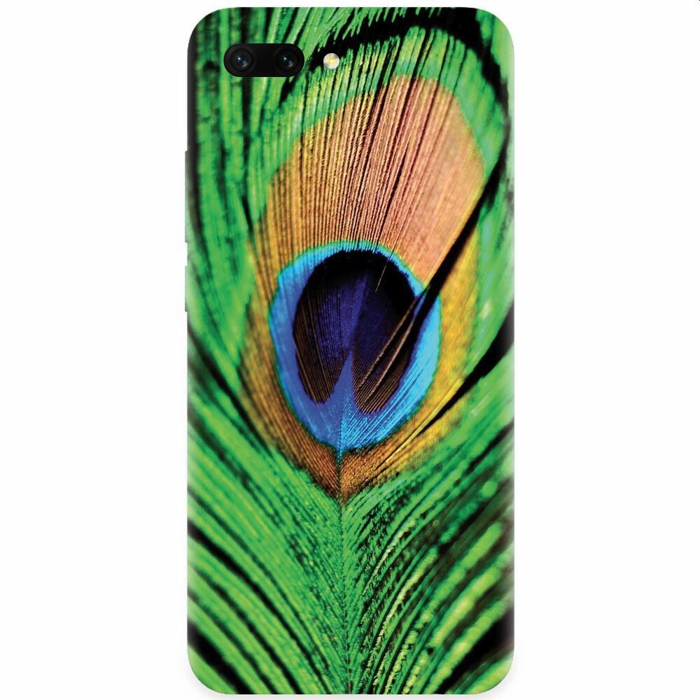 Husa silicon pentru Honor 10, Peacock Feather Green Blue