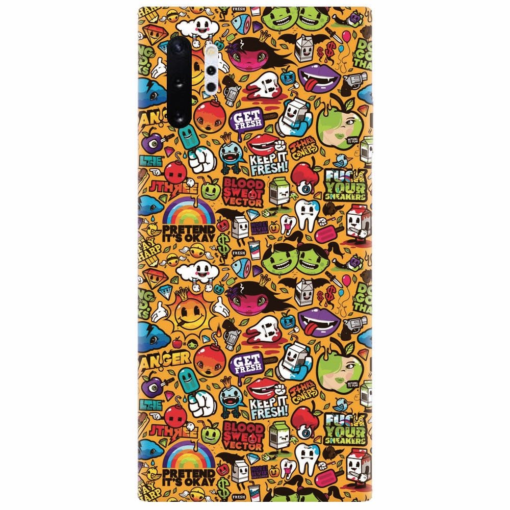 Husa silicon pentru Samsung Galaxy Note 10 Plus, Colorful Sticker Illustrations