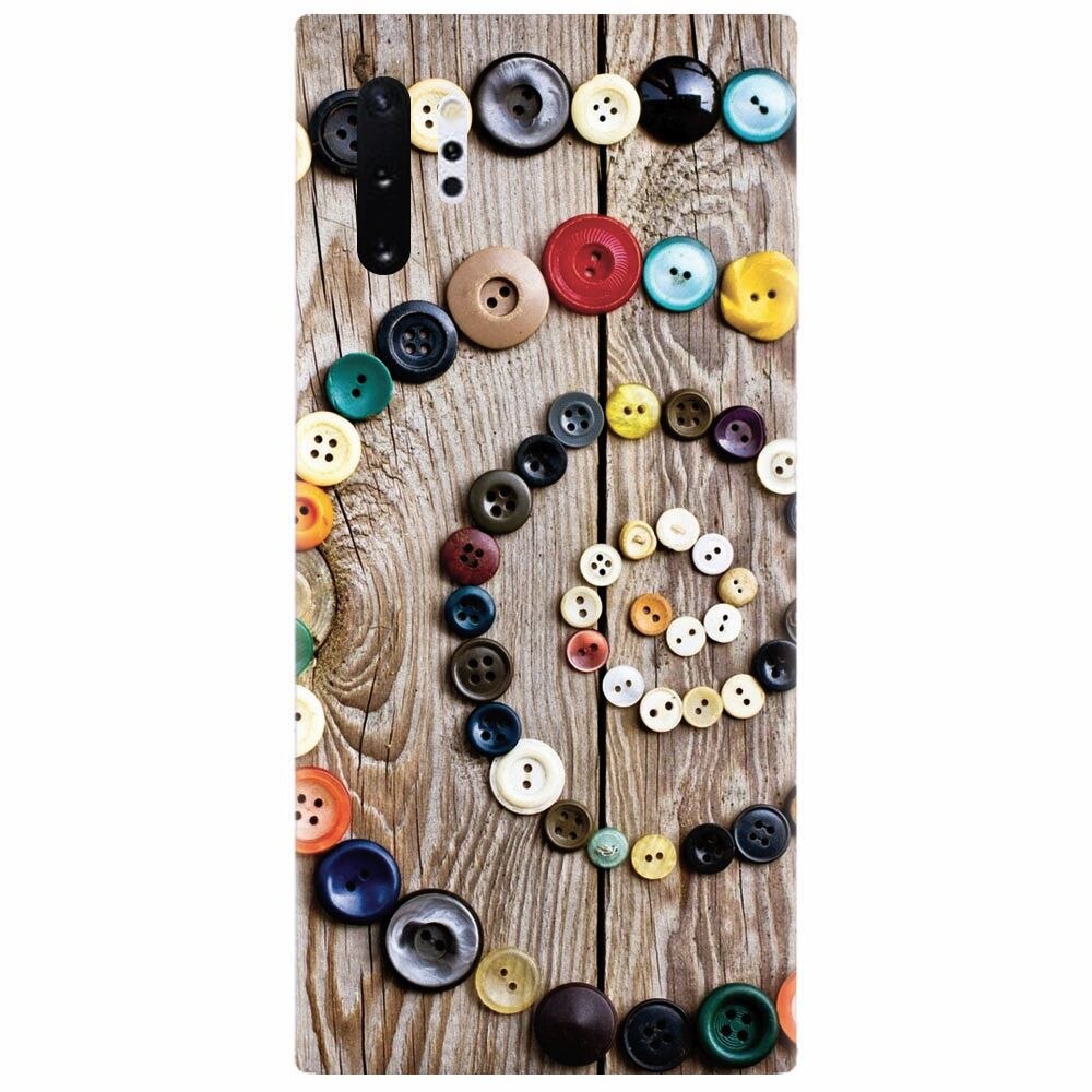 Husa silicon pentru Samsung Galaxy Note 10 Plus, Colorful Buttons Spiral Wood Deck