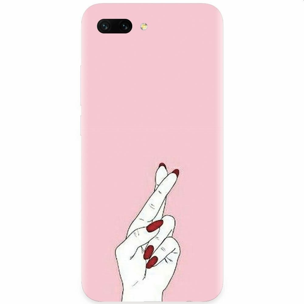 Husa silicon pentru Honor 10, Pink Finger Cross