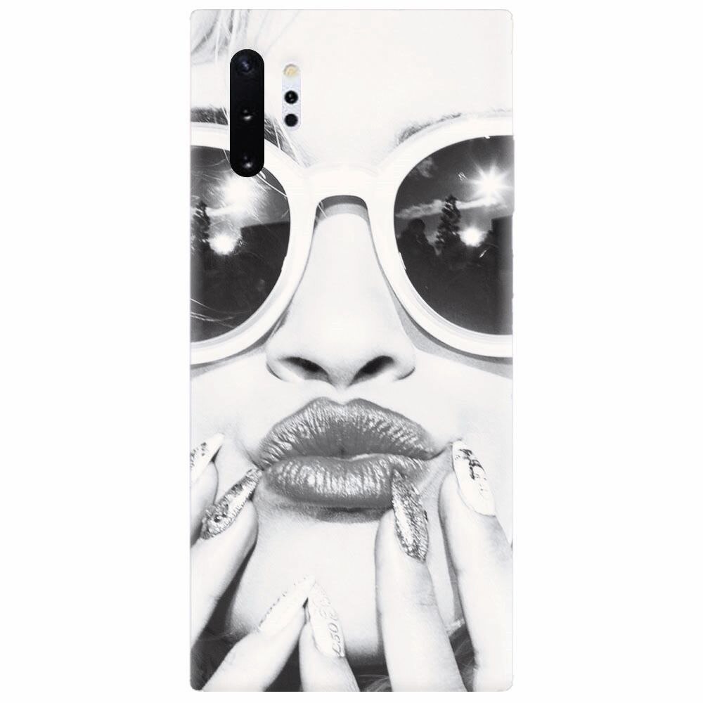Husa silicon pentru Samsung Galaxy Note 10 Plus, Black And White Portrait Blonde Model In Fashion Sunglasses
