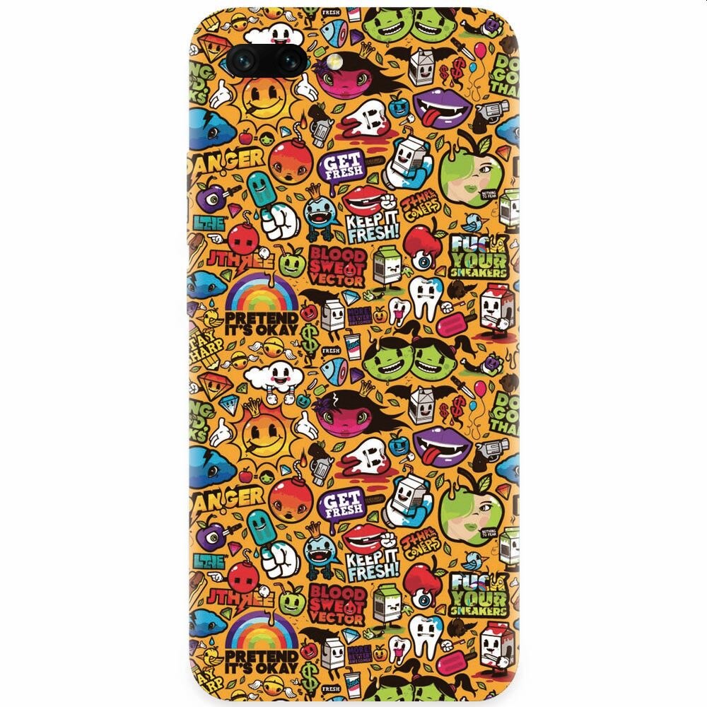 Husa silicon pentru Honor 10, Colorful Sticker Illustrations