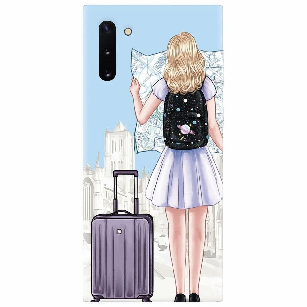 Husa silicon pentru Samsung Galaxy Note 10, Travel Girl Searching On Map