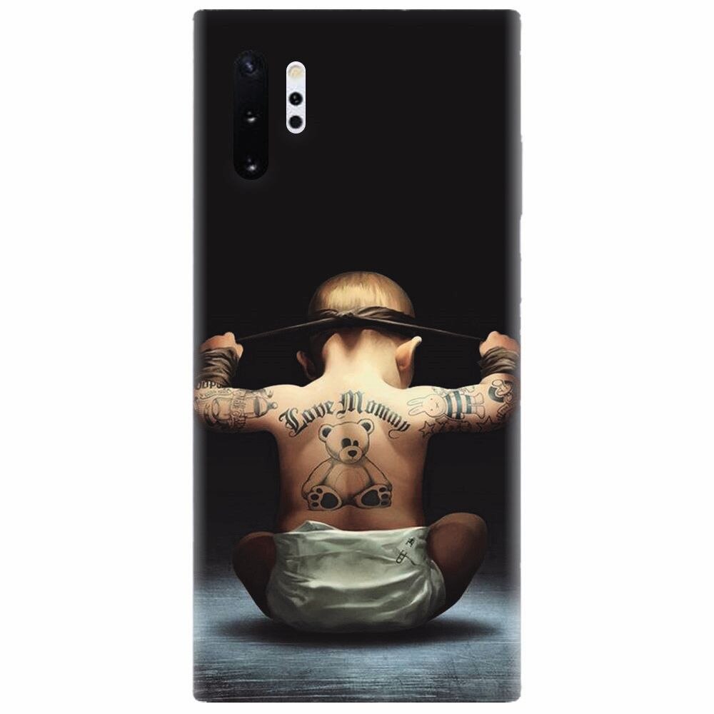 Husa silicon pentru Samsung Galaxy Note 10 Plus, Body Builder Cute Baby Tattoo