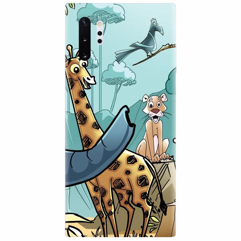 Husa silicon pentru Samsung Galaxy Note 10 Plus, Children Drawings Elephants Giraffes Lions