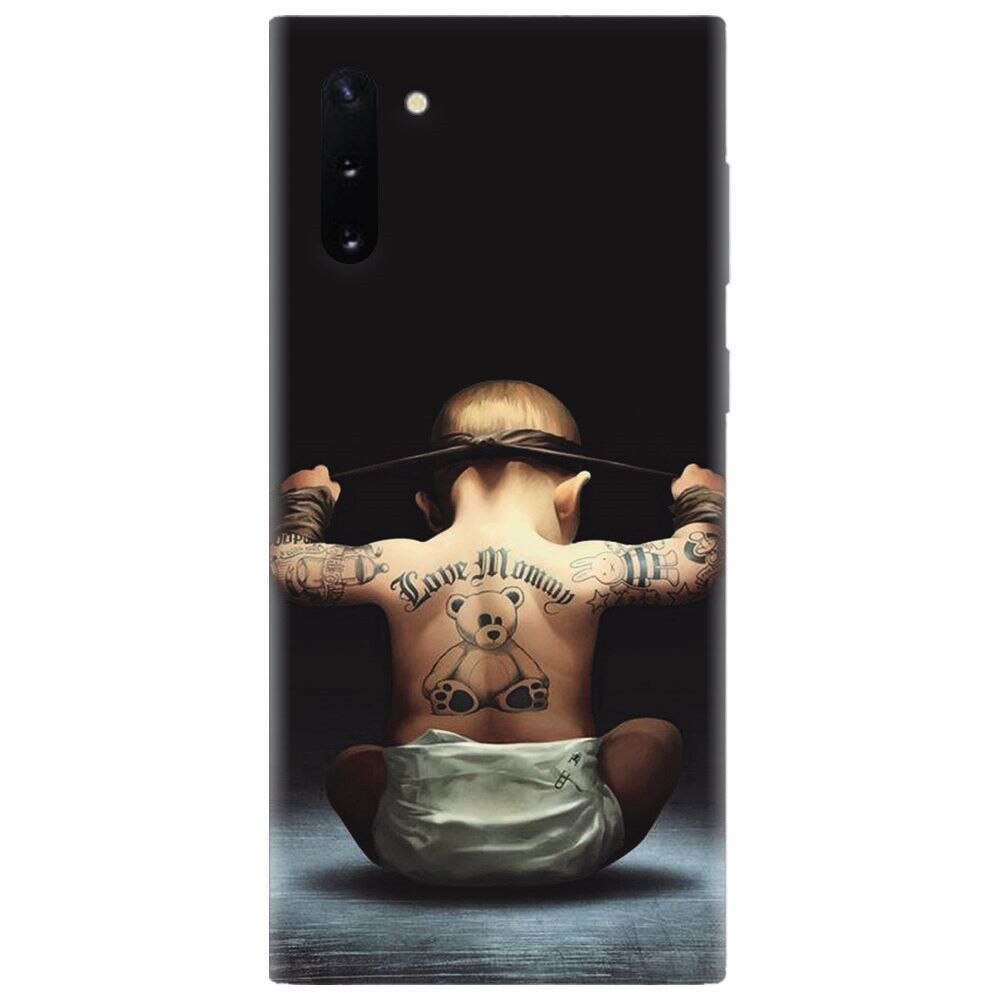 Husa silicon pentru Samsung Galaxy Note 10, Body Builder Cute Baby Tattoo