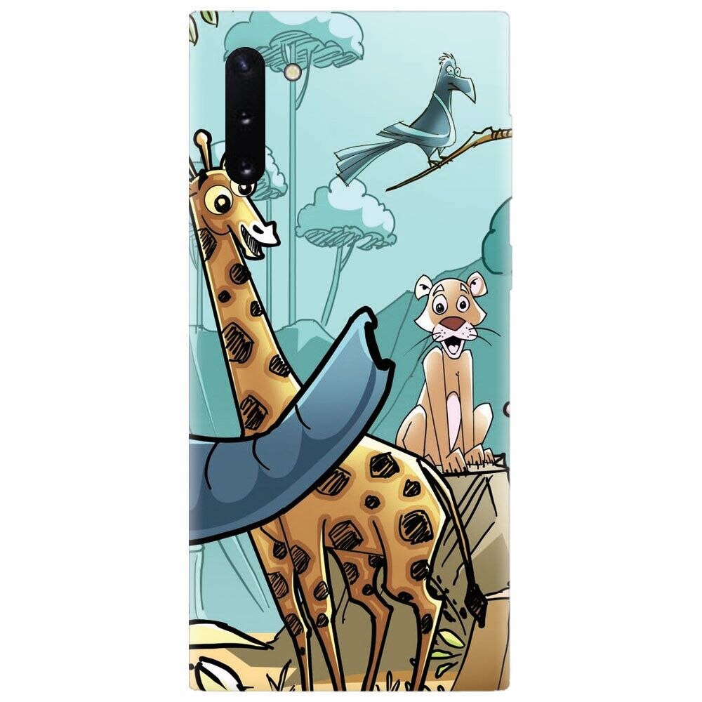 Husa silicon pentru Samsung Galaxy Note 10, Children Drawings Elephants Giraffes Lions