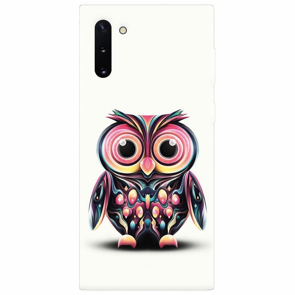 Husa silicon pentru Samsung Galaxy Note 10, Colorful Owl Illustration