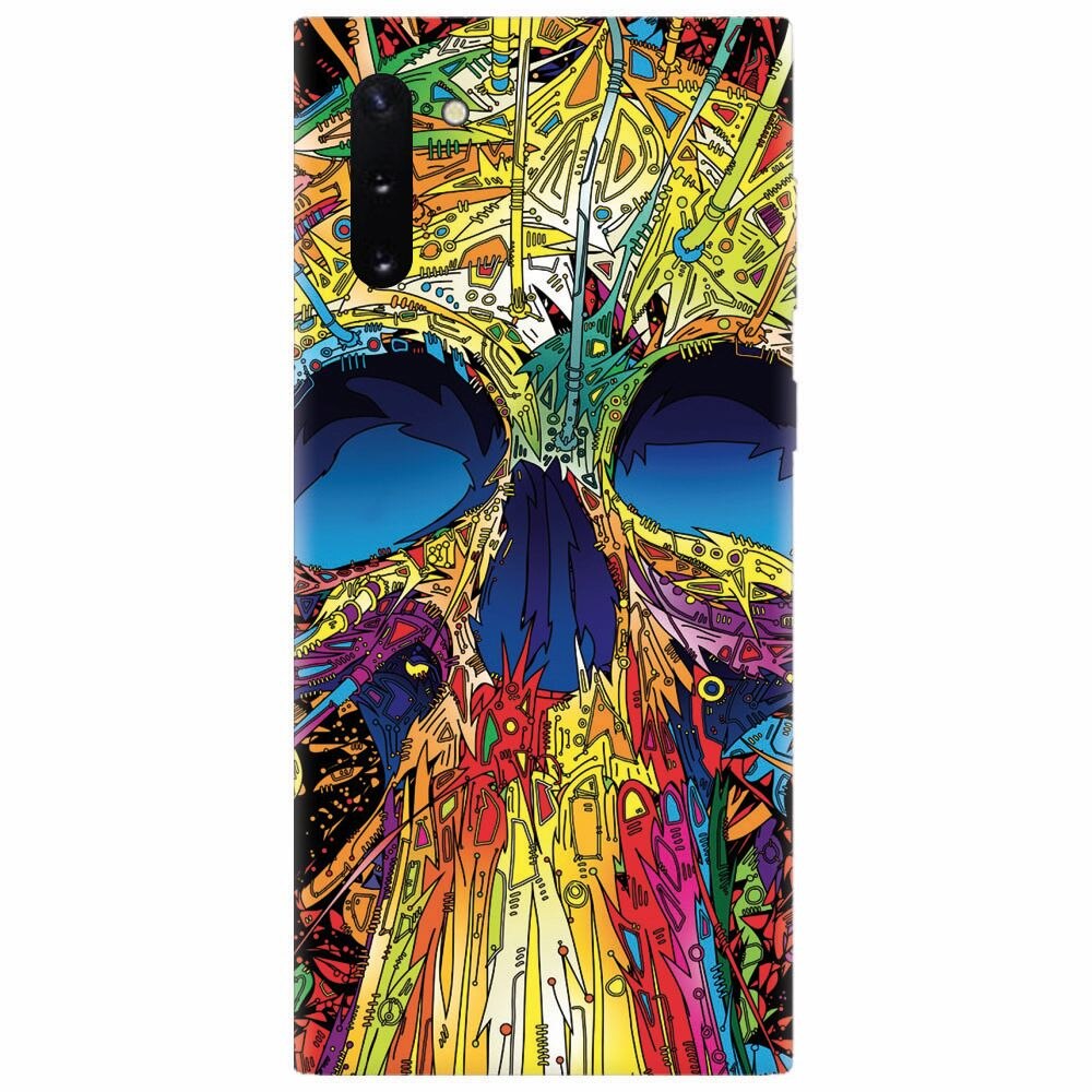 Husa silicon pentru Samsung Galaxy Note 10, Abstract Multicolored Skull