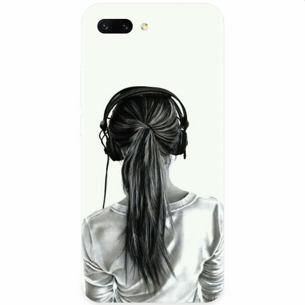 Husa silicon pentru Honor 10, Girl With Headphone
