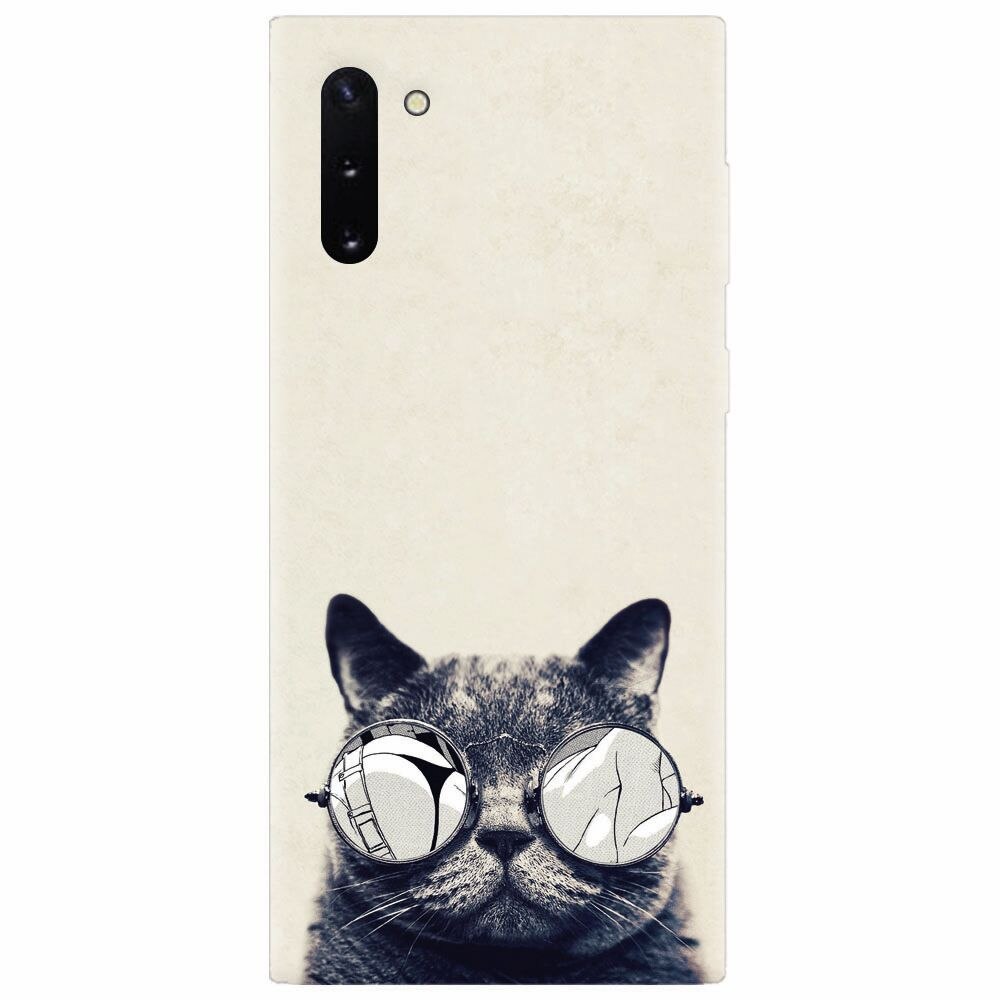 Husa silicon pentru Samsung Galaxy Note 10, Cool Cat Glasses