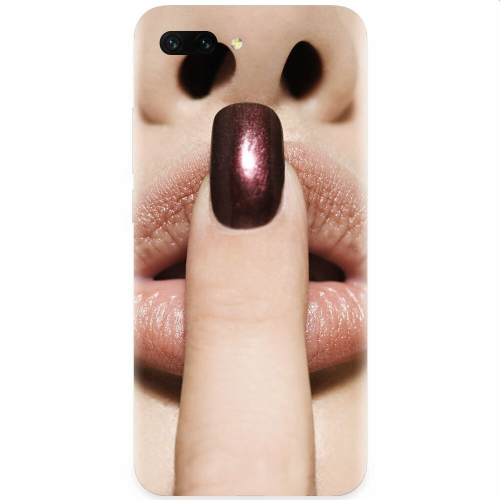 Husa silicon pentru Honor 10, Finger Purple Nailpolish Girl Lips