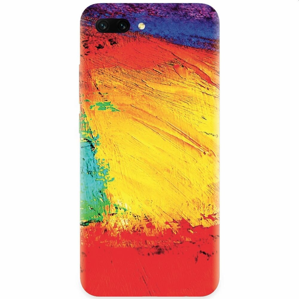 Husa silicon pentru Honor 10, Colorful Dry Paint Strokes Texture