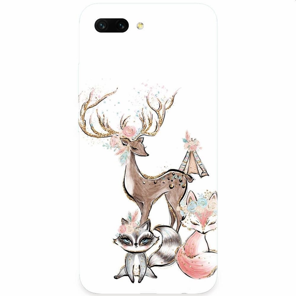 Husa silicon pentru Honor 10, Foxs And Deer