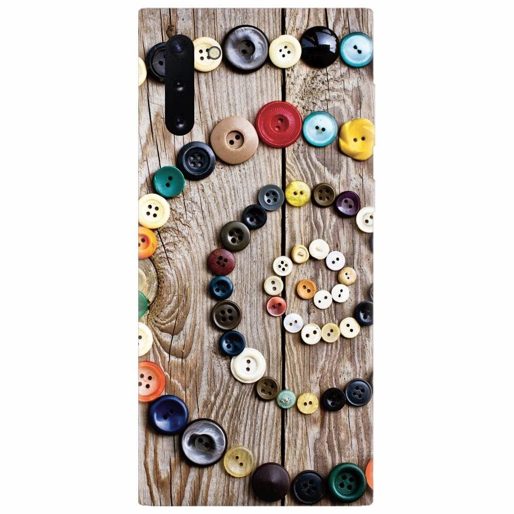 Husa silicon pentru Samsung Galaxy Note 10, Colorful Buttons Spiral Wood Deck