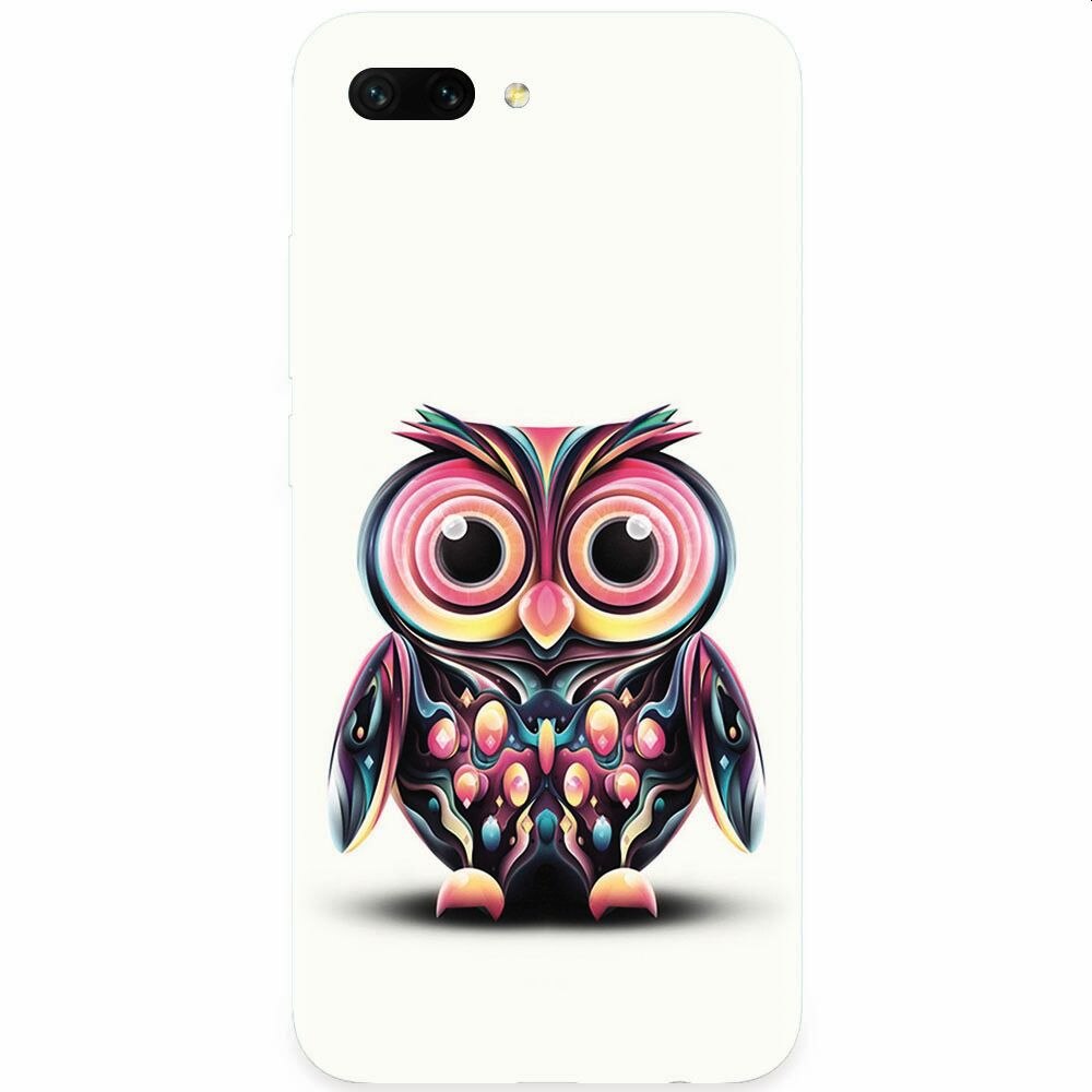 Husa silicon pentru Honor 10, Colorful Owl Illustration
