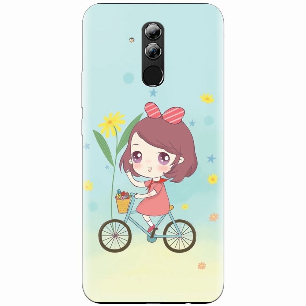 Husa silicon pentru Huawei Mate 20 Lite, Girl And Bike