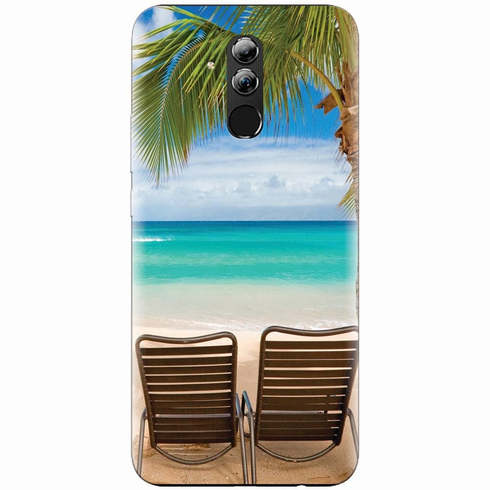 Husa silicon pentru Huawei Mate 20 Lite, Beach Chairs Palm Tree Seaside