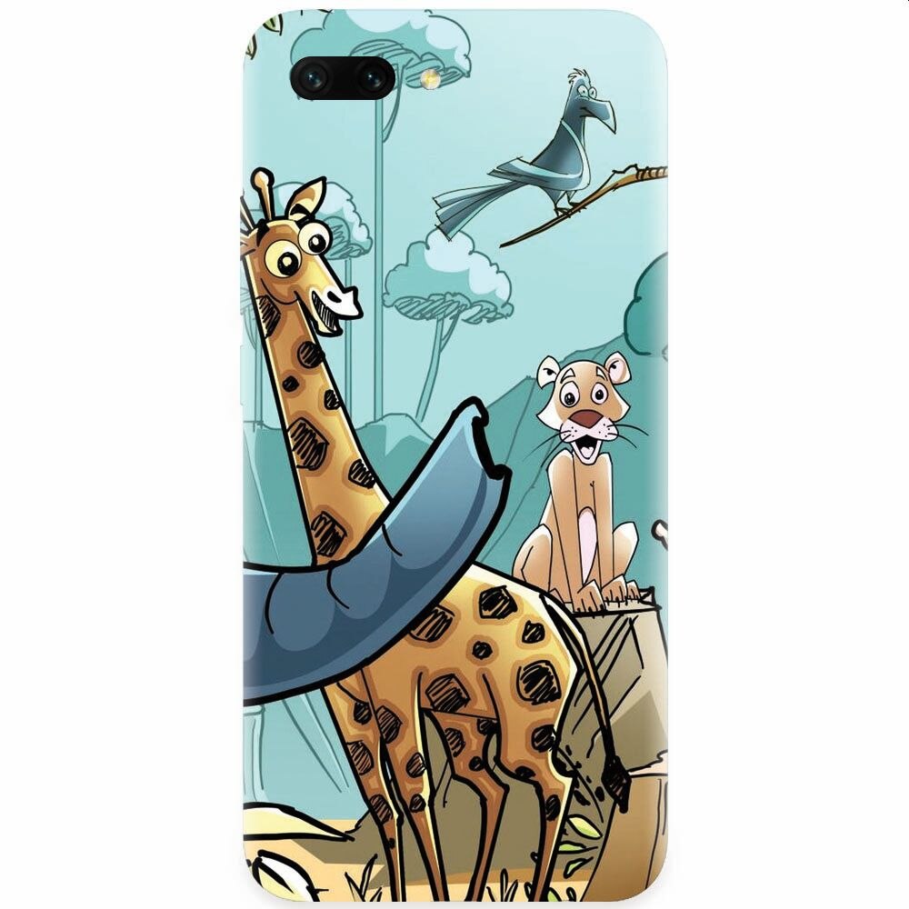Husa silicon pentru Honor 10, Children Drawings Elephants Giraffes Lions