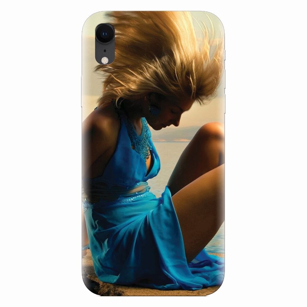 Husa silicon pentru Apple Iphone XR, Girl In Blue Dress