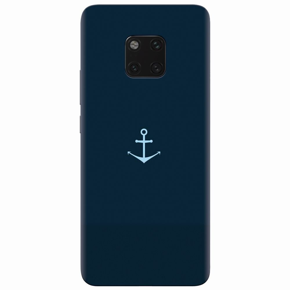Husa silicon pentru Huawei Mate 20 Pro, Blue Navy Anchor Illustration Flat