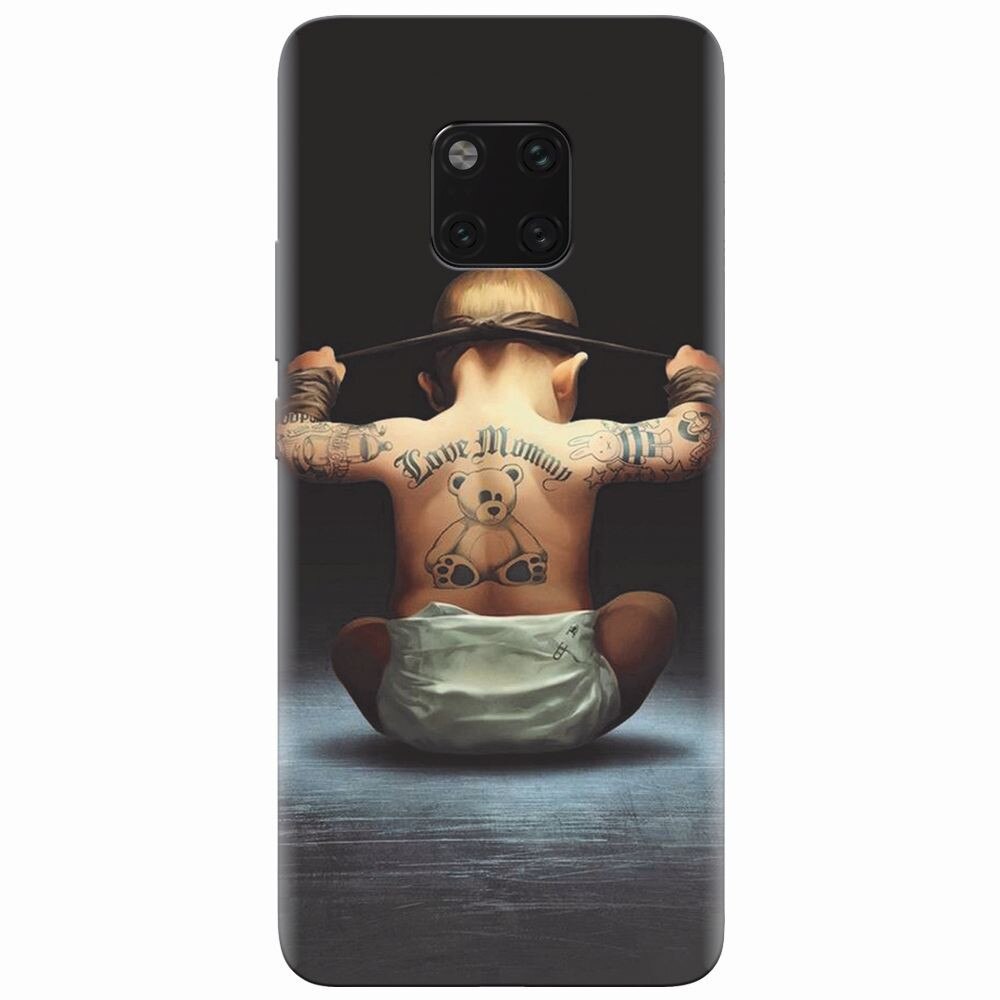 Husa silicon pentru Huawei Mate 20 Pro, Body Builder Cute Baby Tattoo