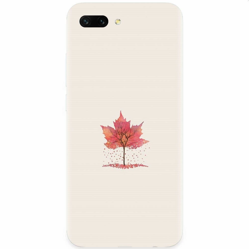 Husa silicon pentru Honor 10, Autumn Tree Leaf Shape Illustration