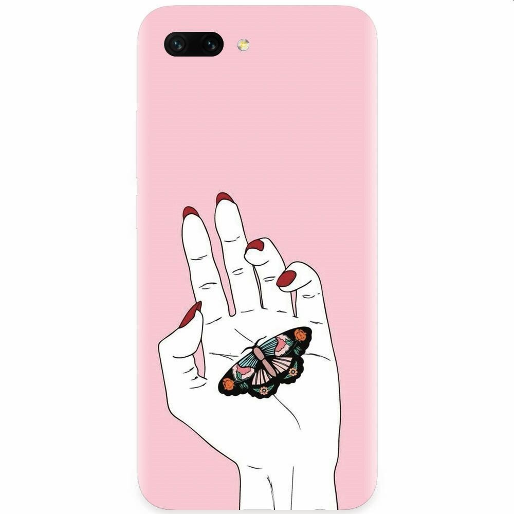 Husa silicon pentru Honor 10, Butterfly In Hand